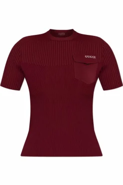 Gucci BURGUNDY Ribbed top