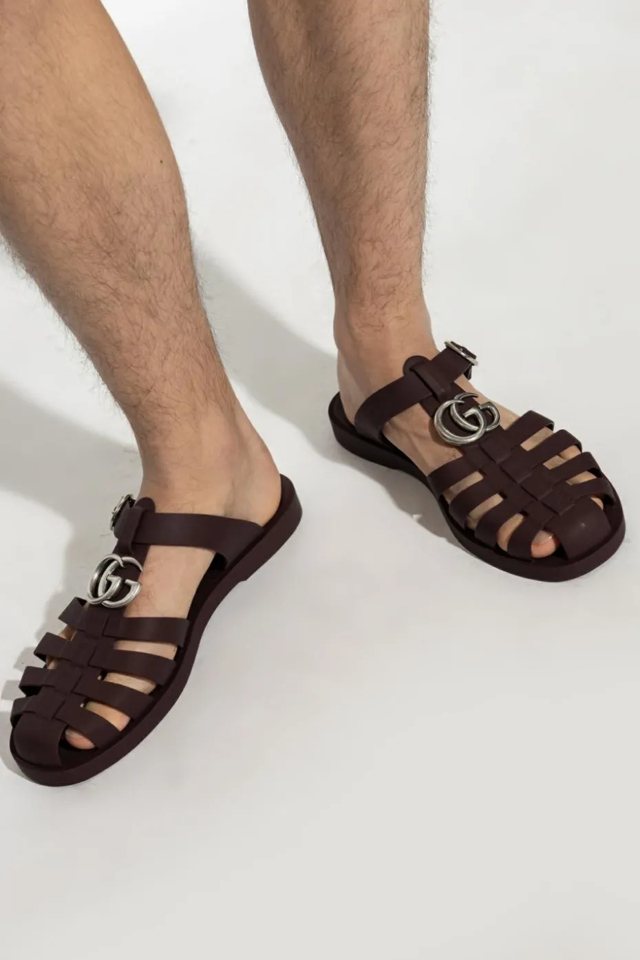 Gucci BURGUNDY Rubber flip-flops
