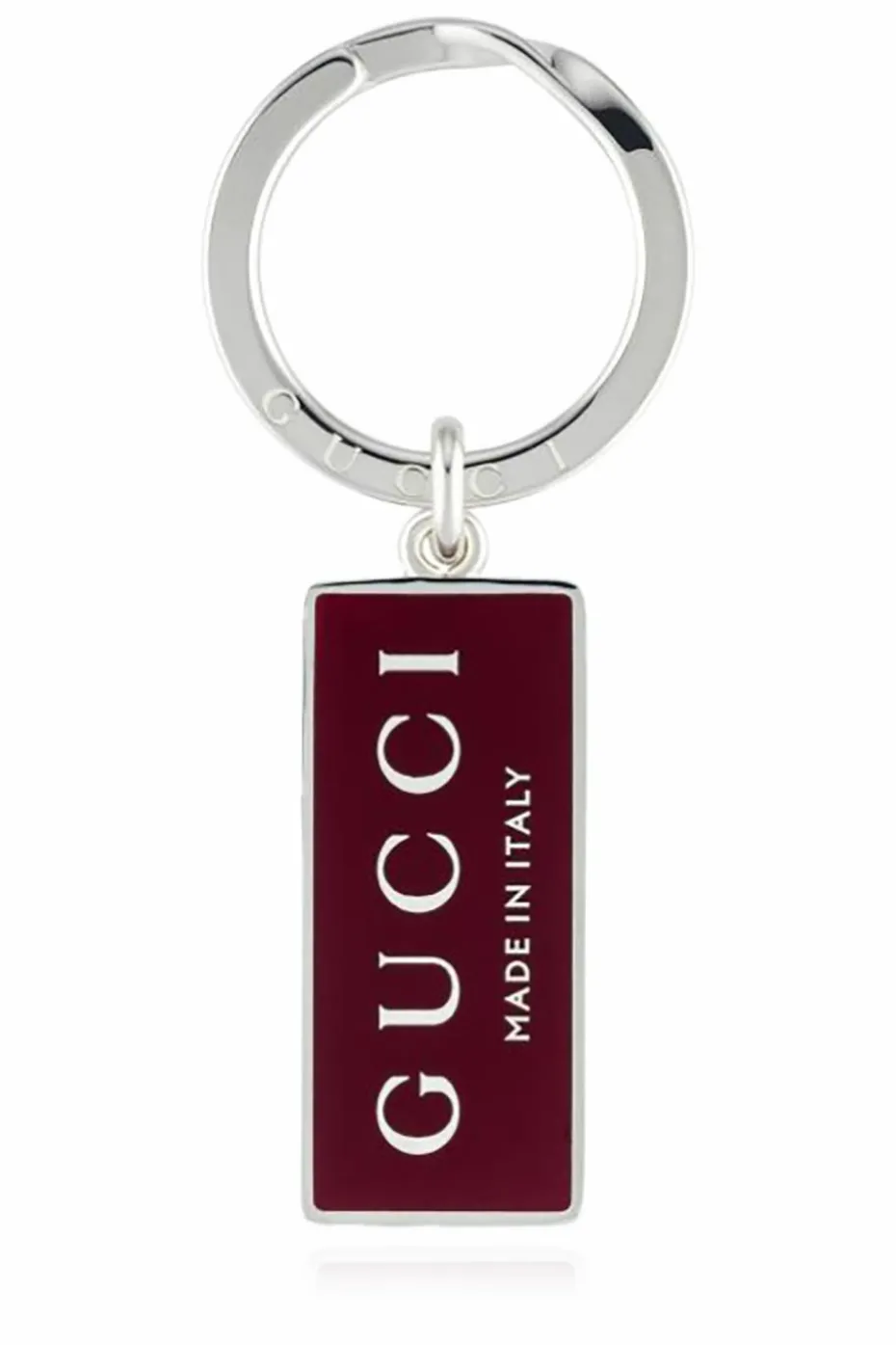 Gucci BURGUNDY Silver keychain with logo