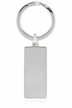 Gucci BURGUNDY Silver keychain with logo
