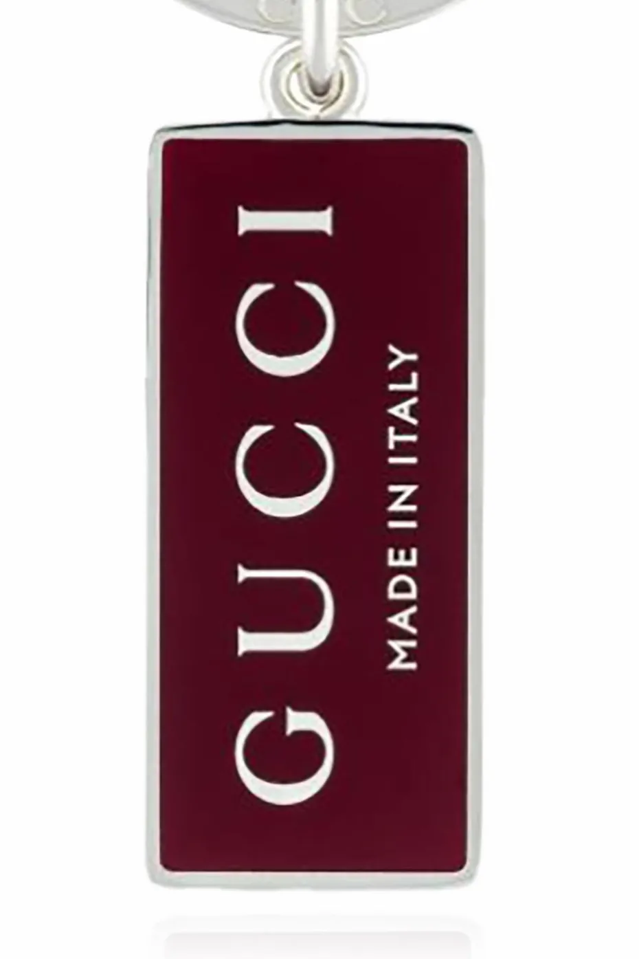 Gucci BURGUNDY Silver keychain with logo