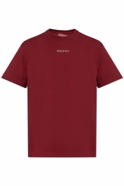 Gucci BURGUNDY T-shirt with printed logo