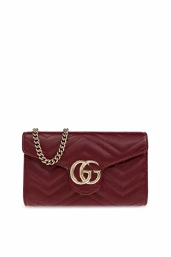 Gucci BURGUNDY Wallet on chain "GG Marmont"