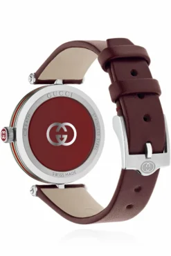 Gucci BURGUNDY Watch with leather strap