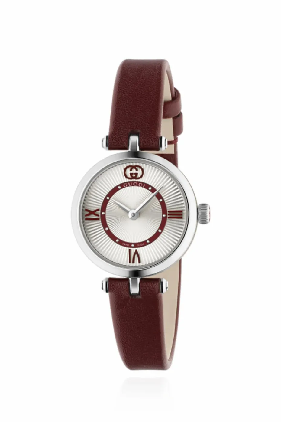 Gucci BURGUNDY Watch with leather strap