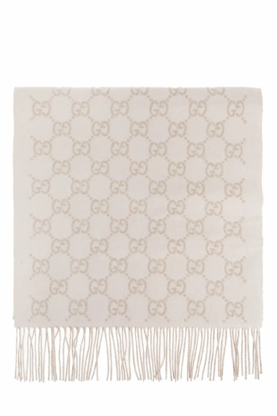 Gucci cream Cashmere scarf with monogram