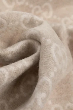 Gucci cream Cashmere scarf with monogram