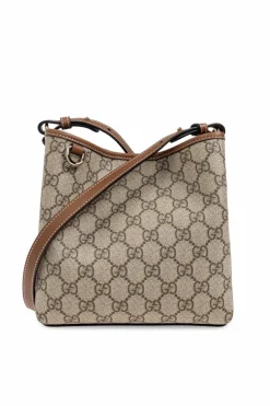 Gucci cream ‘GG Emblem Mini’ bucket bag