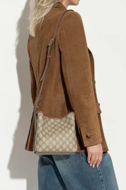 Gucci cream ‘GG Emblem Mini’ bucket bag