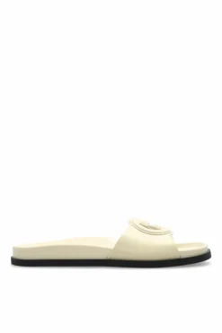 Gucci cream Leather slides