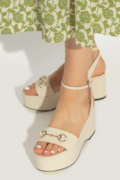 Gucci cream Platform sandals Horsebit