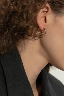 Gucci GOLD Brass earrings with logo