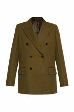 Gucci GREEN Double-breasted blazer with 'GG' pattern