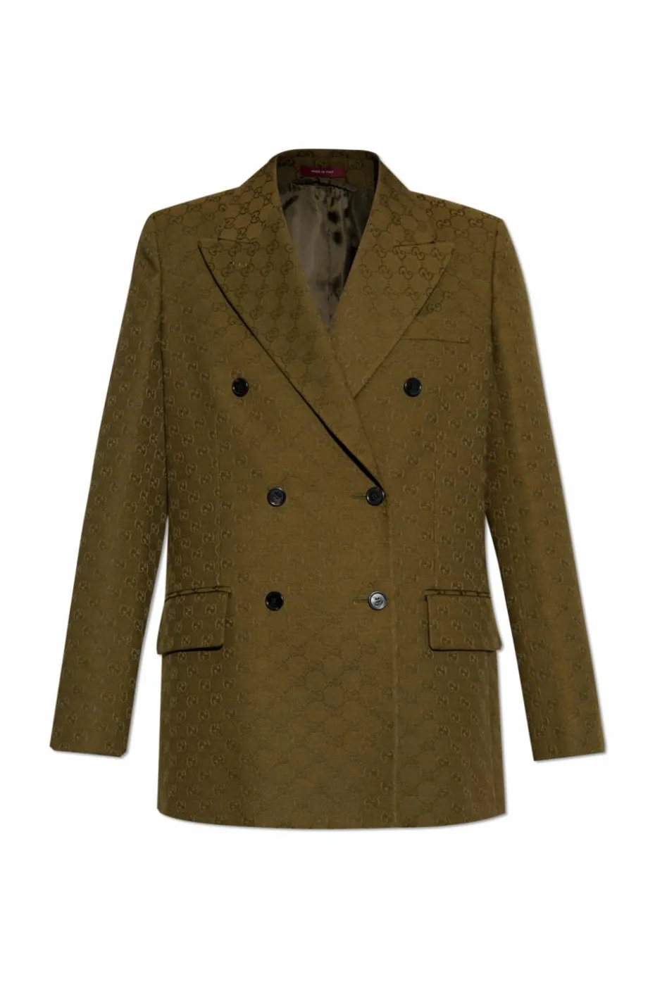 Gucci GREEN Double-breasted blazer with 'GG' pattern