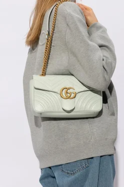 Gucci GREEN ‘GG Marmont Small’ quilted shoulder bag