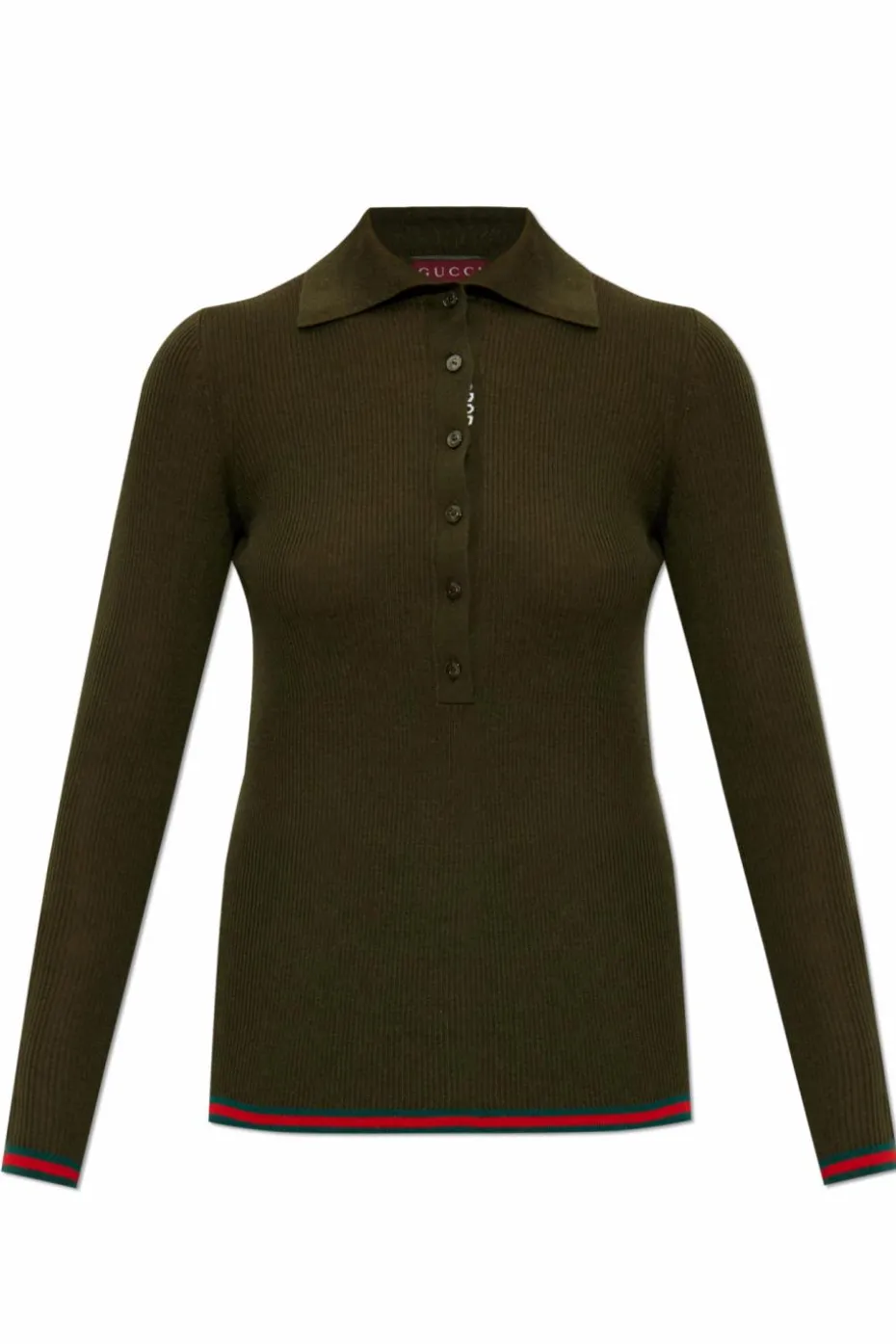 Gucci GREEN Ribbed polo