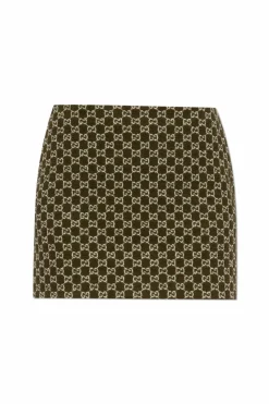 Gucci GREEN Short skirt with monogram