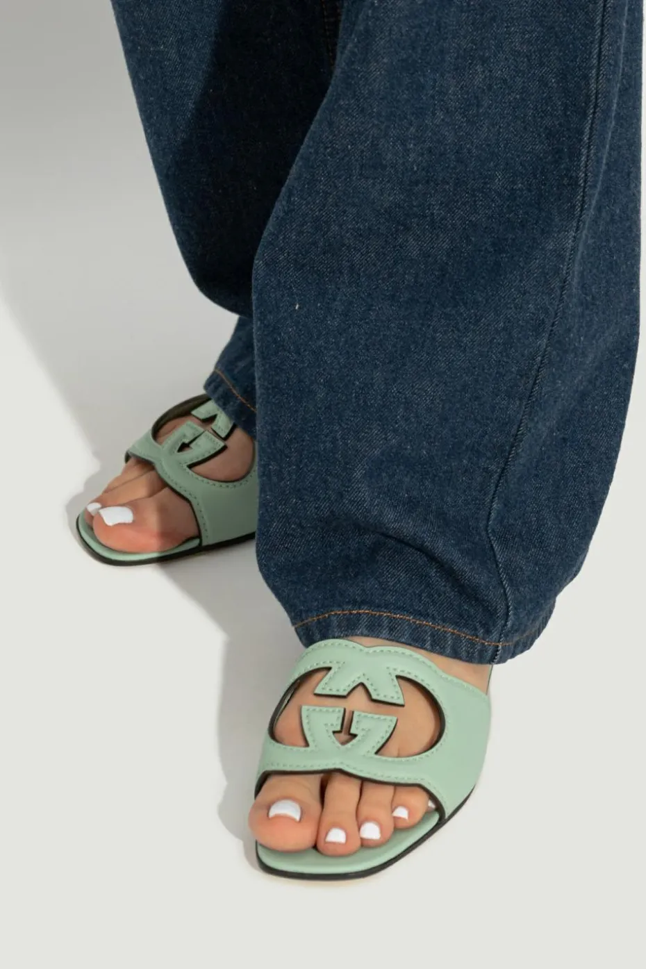 Gucci GREEN Slides Interlocking G