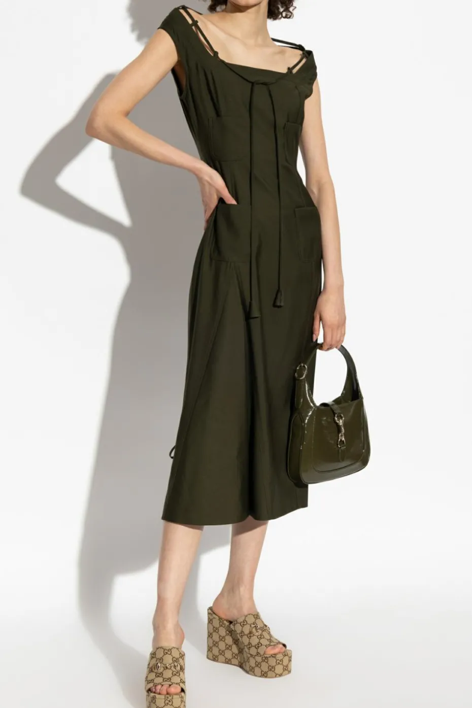 Gucci GREEN Wool dress with pockets