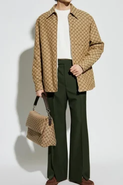 Gucci GREEN Wool pants with crease