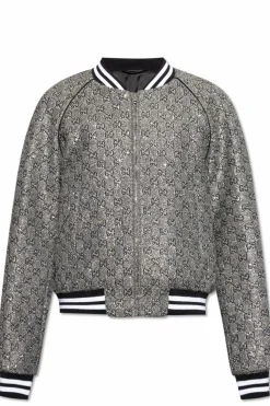 Gucci GREY Bomber jacket with lurex thread and shimmering appliquƩs