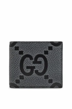 Gucci GREY Leather wallet with GG pattern