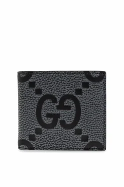 Gucci GREY Leather wallet with GG pattern