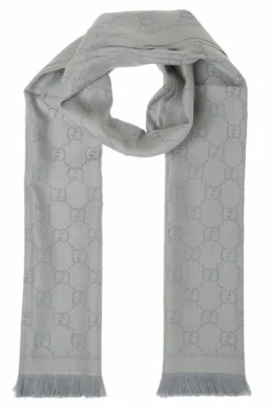 Gucci GREY Patterned wool scarf
