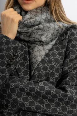Gucci GREY Shiny shawl with monogram