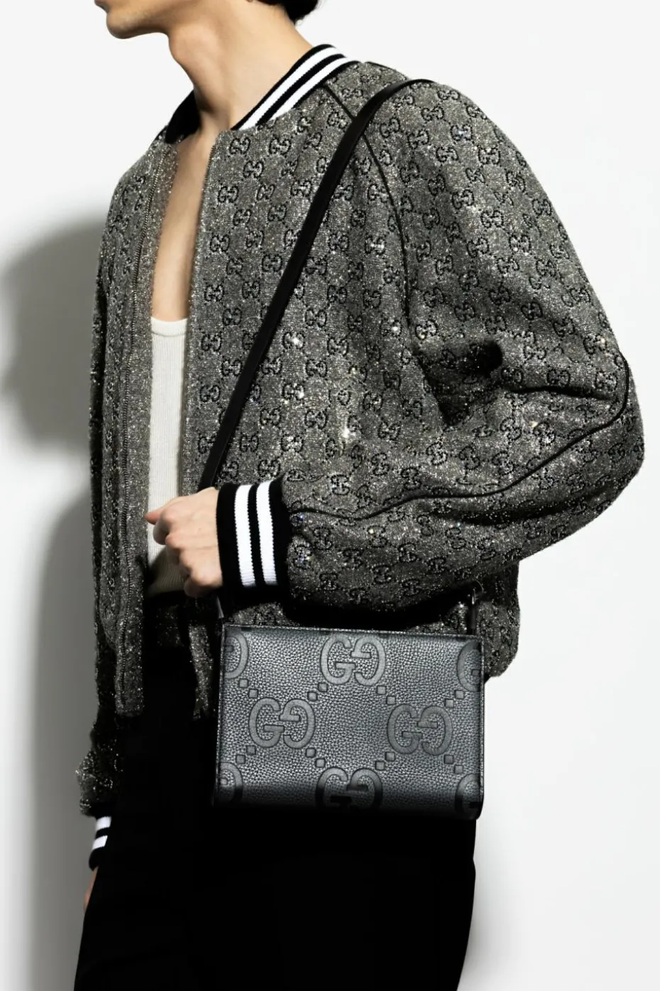 Gucci GREY Shoulder bag Jumbo GG Mini