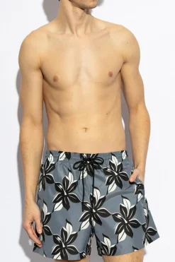 Gucci GREY Swim trunks with print