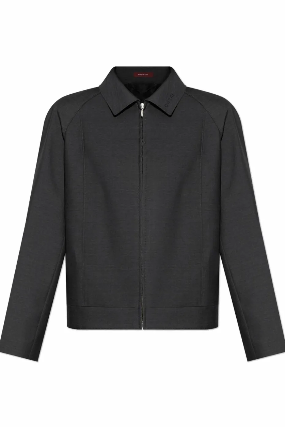 Gucci GREY Wool jacket with embroidered logo on the collar