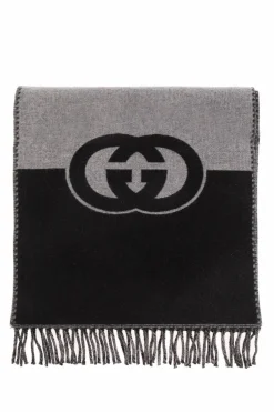 Gucci GREY Wool scarf with logo
