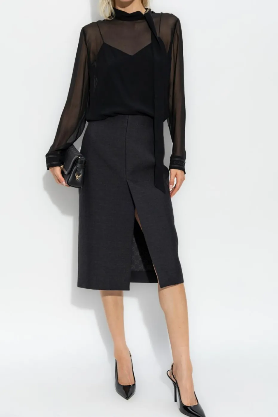 Gucci GREY Wool Skirt