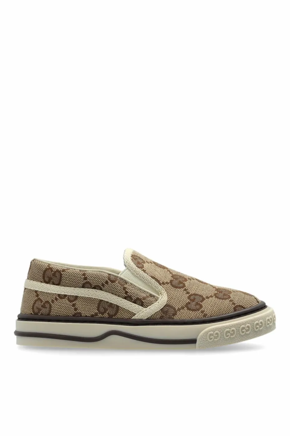 Gucci Kids beige Slip-on shoes with monogram