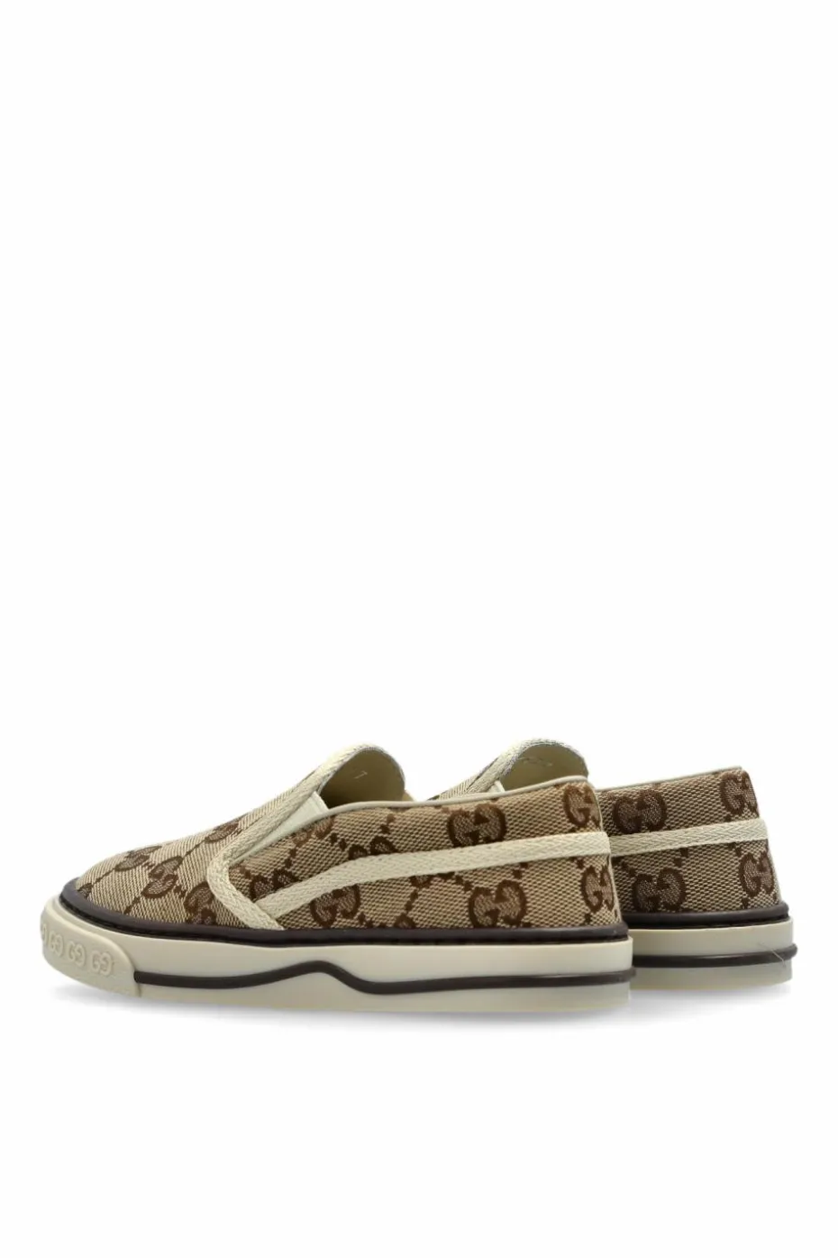 Gucci Kids beige Slip-on shoes with monogram