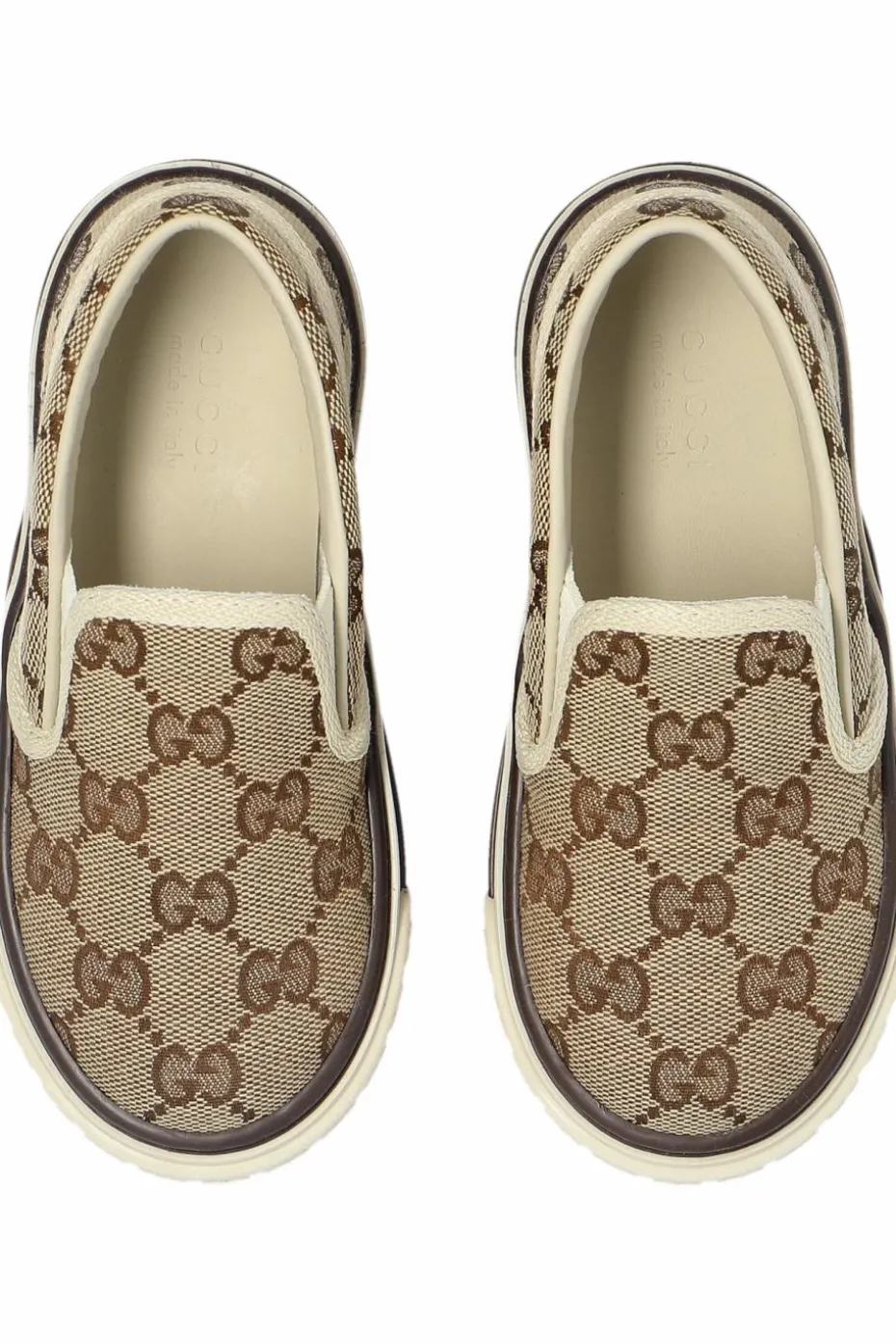 Gucci Kids beige Slip-on shoes with monogram