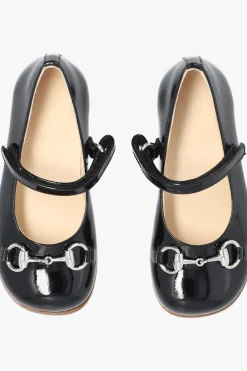 Gucci Kids BLACK Leather ballet flats