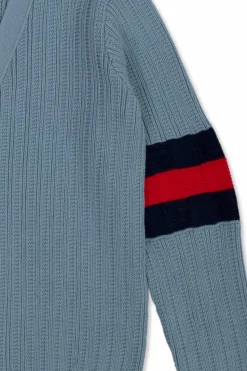Gucci Kids BLUE Cardigan with ‘Web’ stripe