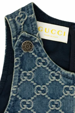 Gucci Kids BLUE Denim dress with 'GG' pattern