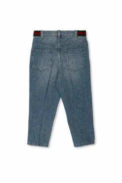 Gucci Kids BLUE Jeans with ‘Web’ stripe
