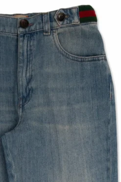 Gucci Kids BLUE Jeans with Web stripe