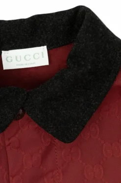 Gucci Kids BURGUNDY Coat with logo