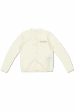 Gucci Kids cream Cardigan with embroidered logo