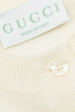 Gucci Kids cream Cardigan with embroidered logo