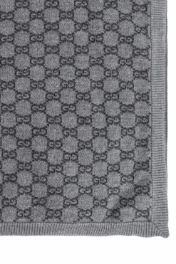 Gucci Kids GREY Baby blanket with 'GG' pattern