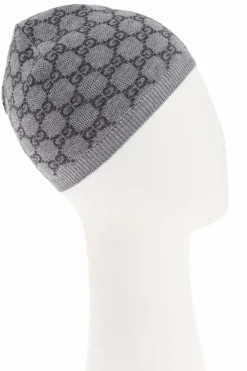 Gucci Kids GREY Wool beanie with "GG" pattern