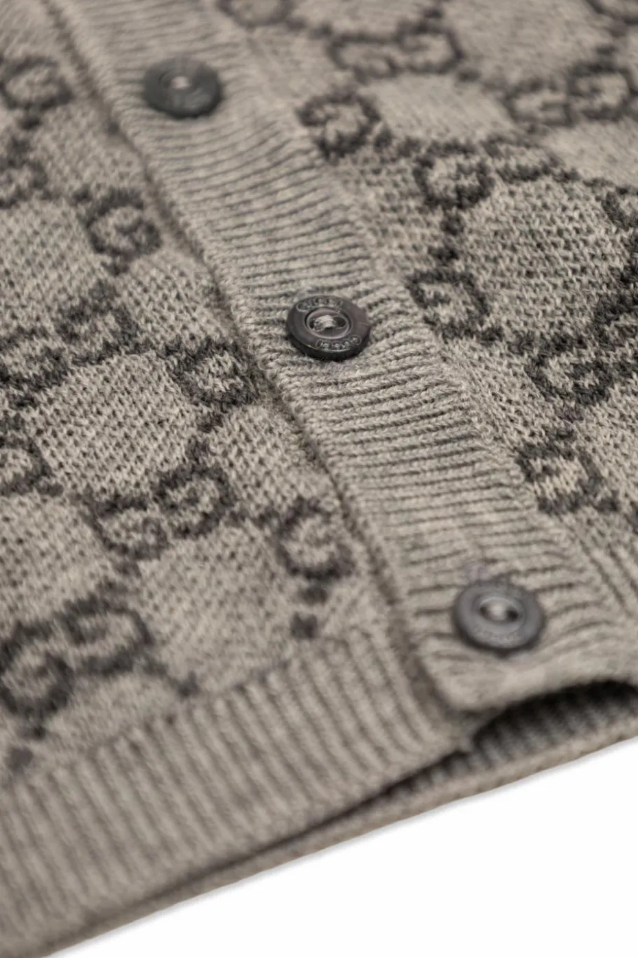 Gucci Kids GREY Wool cardigan with 'GG' pattern