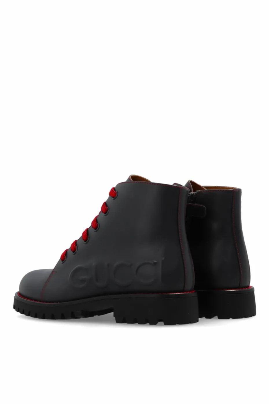 Gucci Kids NAVY BLUE Leather shoes with embossed logo