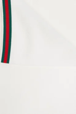 Gucci Kids WHITE Cotton baby blanket with signature Web stripe